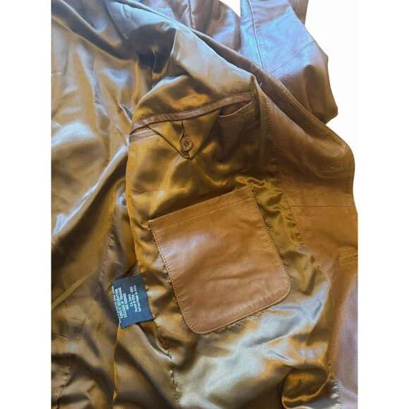 Overland Western 100% Leather Lambskin Blazer Jacket Men XL Soft Three Button